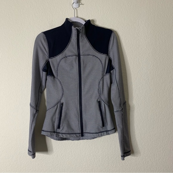 Lululemon womens Forme Full zip Navy gingham jacket 4 - Picture 2 of 9